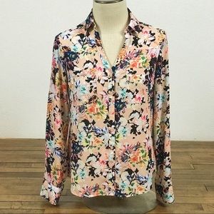 Express Petite Portofino Shirt SP/XS Floral Blouse